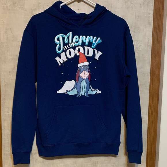 Disney Tops - Blue Merry But Moody Winnie the Pooh hoodie